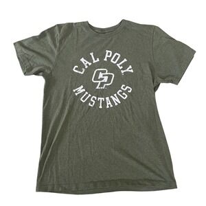 Cal Poly Mustangs Men T-Shirt M Green Short Sleeve Crew Neck Tee CP Logo